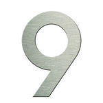 Numéro 9-Numéro adhésif pour boîtes aux lettres - Vinyle épais texturé, hauteur 50 mm - Inox Brossé