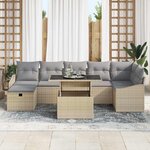 vidaXL Ensemble de canapé de jardin 8 Pièces Beige Poly rotin