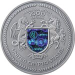 Pièce de monnaie en Argent 1000 Satoshi g 62.2 (2 oz) Millésime 2024 United Crypto States BINARY BULL