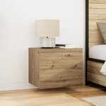Table de chevet vidaXL avec LED en chêne artisanal 50x39x41 cm