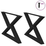 vidaXL Pieds de table basse 2 pièces Noir 70 x (42-43 3) cm Acier