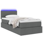 vidaXL Lit de rangement LED avec matelas Gris foncé 100 x 200 cm Tissu