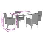 vidaXL Ensemble à manger de jardin et coussins 5 Pièces noir rotin acacia
