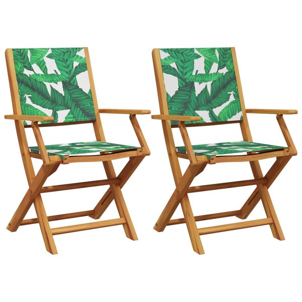 vidaXL Chaises de jardin lot de 2 motif de feuilles acacia et tissu