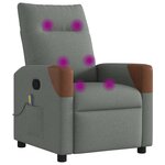 vidaXL Fauteuil inclinable de massage en tissu gris foncé
