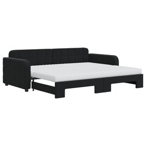 vidaXL Lit de jour avec gigogne et matelas noir 90x200 cm velours