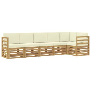 vidaXL Ensemble de canapé d'angle avec coussin 6 Pièces Blanc et crème