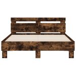 vidaXL Cadre de lit avec tête de lit et LED chêne fumé 120x200 cm