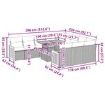 vidaXL Ensemble de canapés de jardin 11 Pièces et coussins rotin acacia