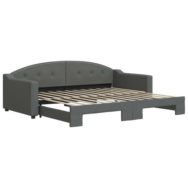 vidaXL Lit de jour avec lit gigogne gris foncé 90x200 cm tissu
