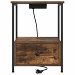vidaXL Table de nuit avec station de chargement 2 Pièces Chêne fumé