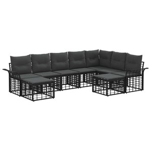 vidaXL Ensemble de canapés d'extérieur 9 pc Noir et Gris foncé
