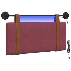 vidaXL Tête de lit suspendue Avec lumière LED Bordeaux PU antique