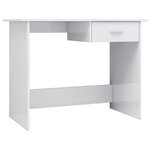 Bureau table poste de travail meuble d'ordinateur informatique étude brillant 100 x 50 x 76 cm bois d’ingénierie blanc 02_0023536