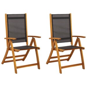 vidaXL Chaises pliables de jardin lot de 2 Bois d'acacia et textilène