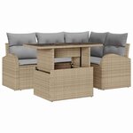 vidaXL Ensemble de canapé de jardin 5 Pièces Beige Poly rotin