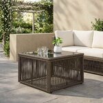 vidaXL Table de Jardin Gris et Noir 55 x 55 x 37 cm Rattan PE et Verre