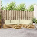 vidaXL 7 Pièces Ensemble de canapés d'extérieur Polyester Blanc et crème