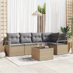 vidaXL Ensemble de canapé de jardin 6 Pièces Beige  Gris clair