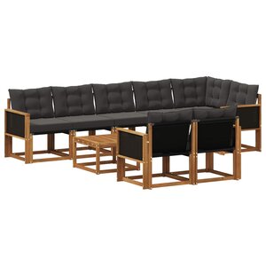 vidaXL Ensemble de canapés d'extérieur 9 pc Naturel et noir