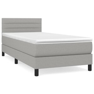vidaXL Sommier à lattes de lit avec matelas Gris clair 100x200cm Tissu