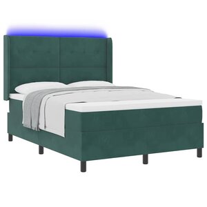 vidaXL Lit à ressorts avec matelas Vert foncé 160 x 200 cm Velours