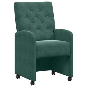 vidaXL Chaises de Salle à Manger avec Roues 2 pc Velours Vert foncé