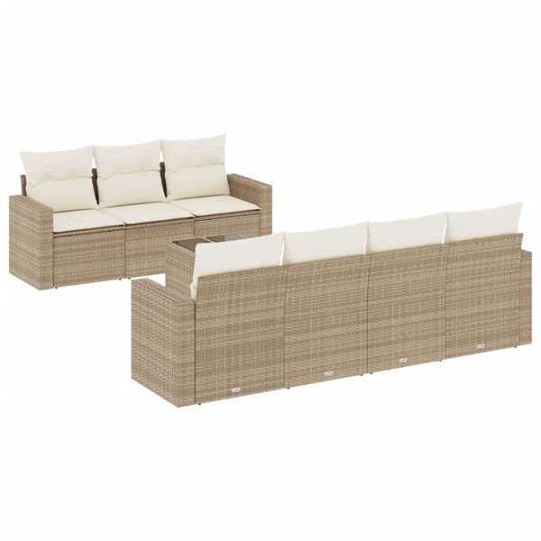 vidaXL Salon de jardin avec coussins 8 Pièces beige résine tressée