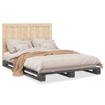 vidaXL Cadre de lit sans matelas gris 140x200 cm bois massif de pin