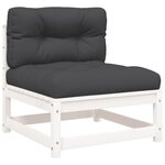 vidaXL Canapé de jardin et coussins 2 places blanc bois de pin massif