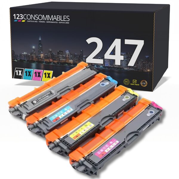 123CONSOMMABLES - TN247 - Toner Compatible pour Brother TN243CMYK TN-243CMYK TN 243 DCP-L3550CDW MFC-L3750CDW MFC-L3730CDN MFC-L3710CW MFC-L3770CDW HL-L3230CDW
