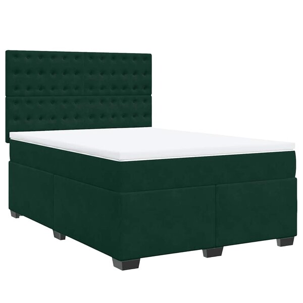 vidaXL Sommier à lattes de lit et matelas Vert foncé 140x190cm Velours