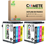 COMETE 18XL lot de 8 Cartouche Compatible Epson,Entreprise française