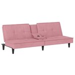 vidaXL Canapé-lit avec porte-gobelets rose velours