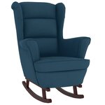 vidaXL Fauteuil à bascule à oreilles en velours bleu bois massif