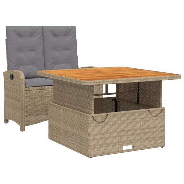 vidaXL Ensemble à manger de jardin et coussins 2 Pièces beige poly rotin