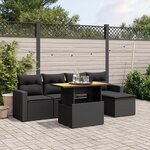 vidaXL Salon de jardin 6 Pièces avec coussins noir résine tressée