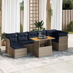 vidaXL Salon de jardin 8 Pièces avec coussins gris résine tressée