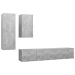 vidaXL Ensemble de meubles TV 4 Pièces Gris béton Bois d'ingénierie