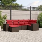 vidaXL Salon de jardin 6 Pièces avec coussins marron résine tressée