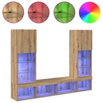 vidaXL Unités murales TV avec LED avec LED 5 Pièces Chêne artisanal