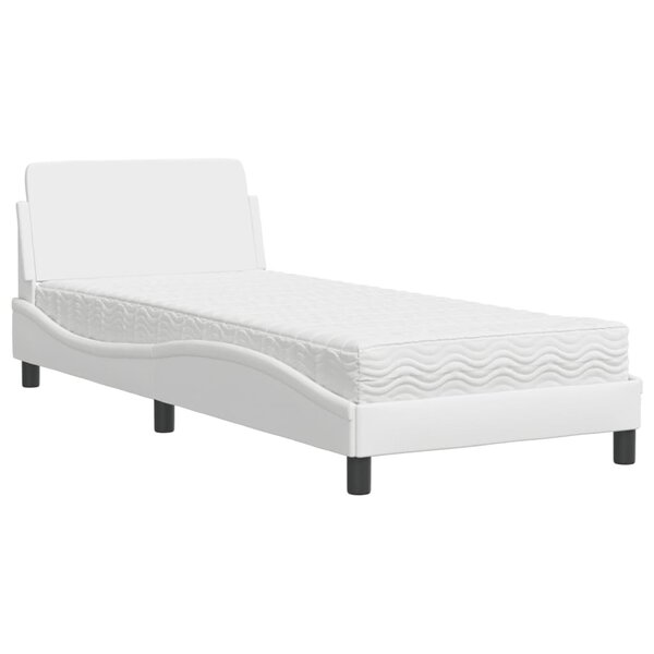 vidaXL Lit avec matelas blanc 80x200 cm similicuir