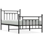 vidaXL Cadre de lit métal sans matelas avec pied de lit noir 100x190cm
