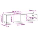 vidaXL Meuble TV Chêne artisanal 180 x 38 x 49 cm Bois d'ingénierie