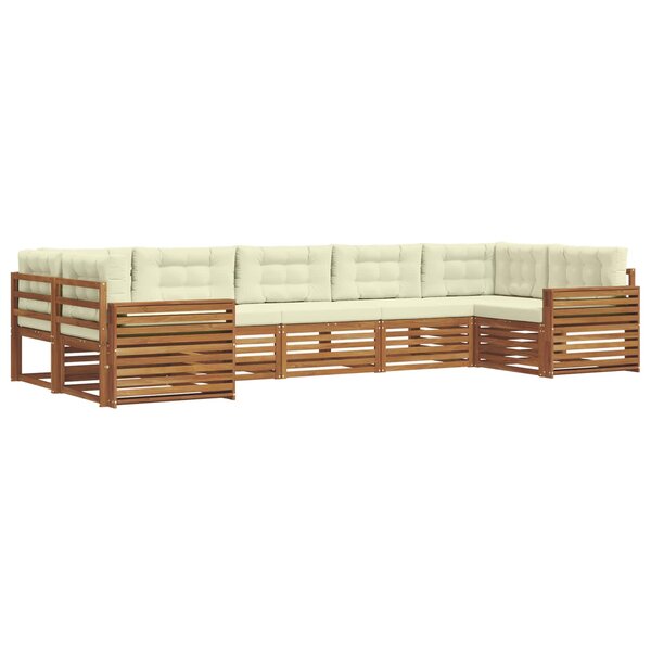 vidaXL Ensemble de canapés d'extérieur 7 Pièces Naturel et Crème