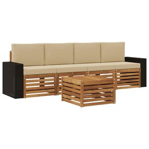 vidaXL Ensemble de canapés d'extérieur 5 Pièces Naturel et Beige