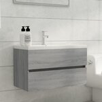 vidaXL Meuble lavabo avec bassin intégré Sonoma gris Bois d'ingénierie