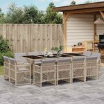 vidaXL Ensemble à manger de jardin coussins 13 Pièces mélange beige rotin