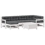 vidaXL Salon de jardin 7 Pièces avec coussins blanc bois de pin massif