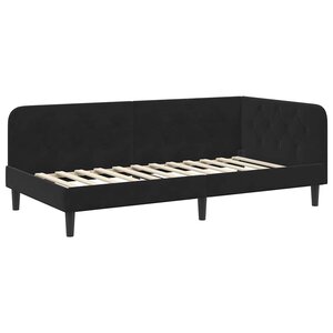 vidaXL Cadre de lit d'angle avec tête de lit Noir 90 x 190 cm Velours